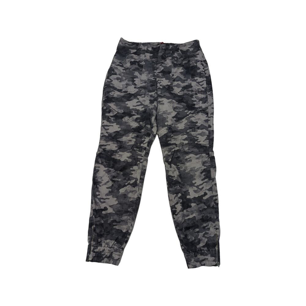 Spanx Stretch Mid Rise Twill Joggers Camouflage Black Wash Camo Gray Womens XL
